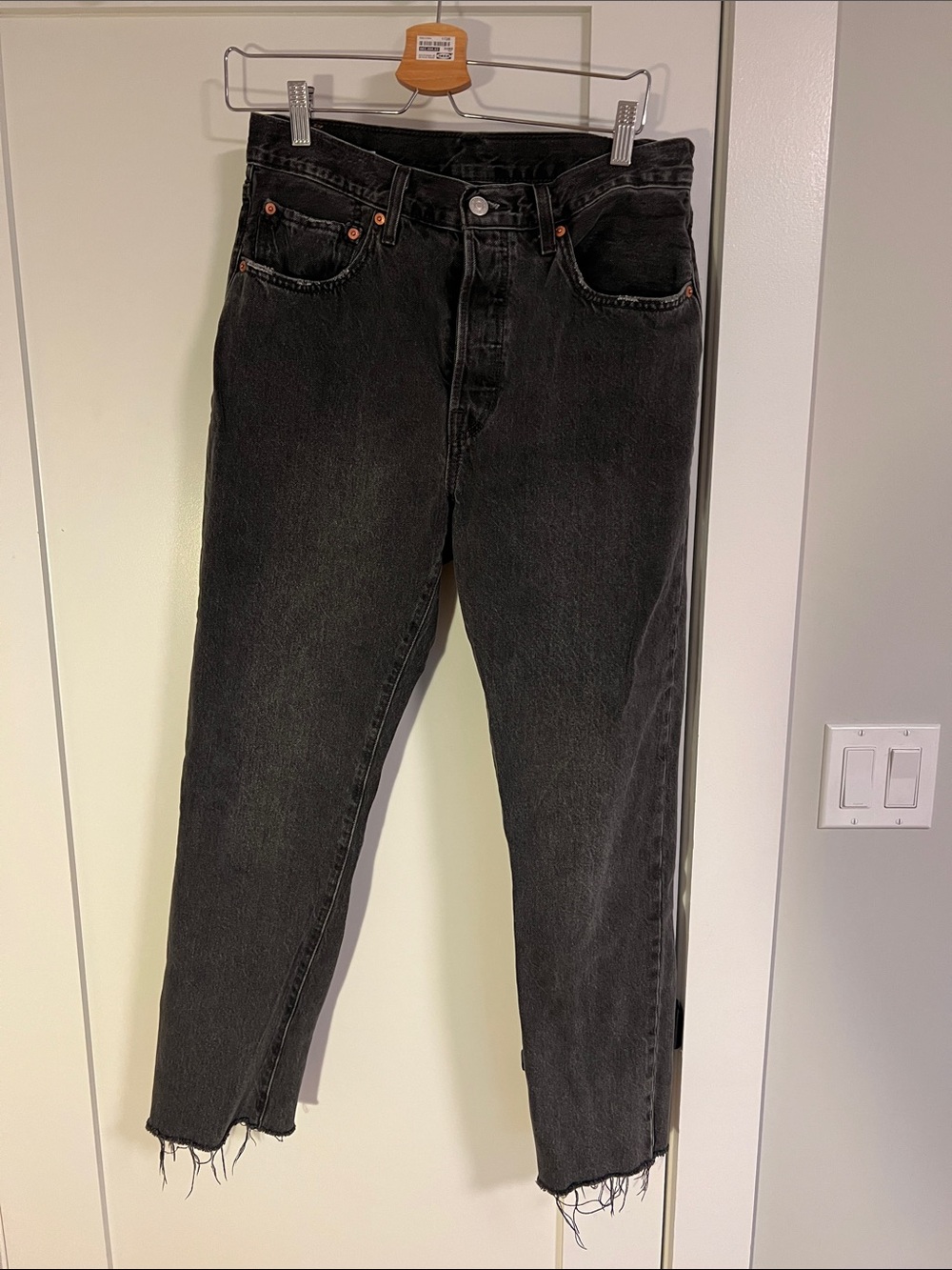Levi's Washed Black Cropped High-Rise Jeans